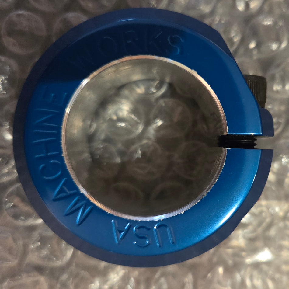 USA Machine Works Double-Bolt BMX Seat Post Clamp - 28.6mm (1-1/8") - Blue