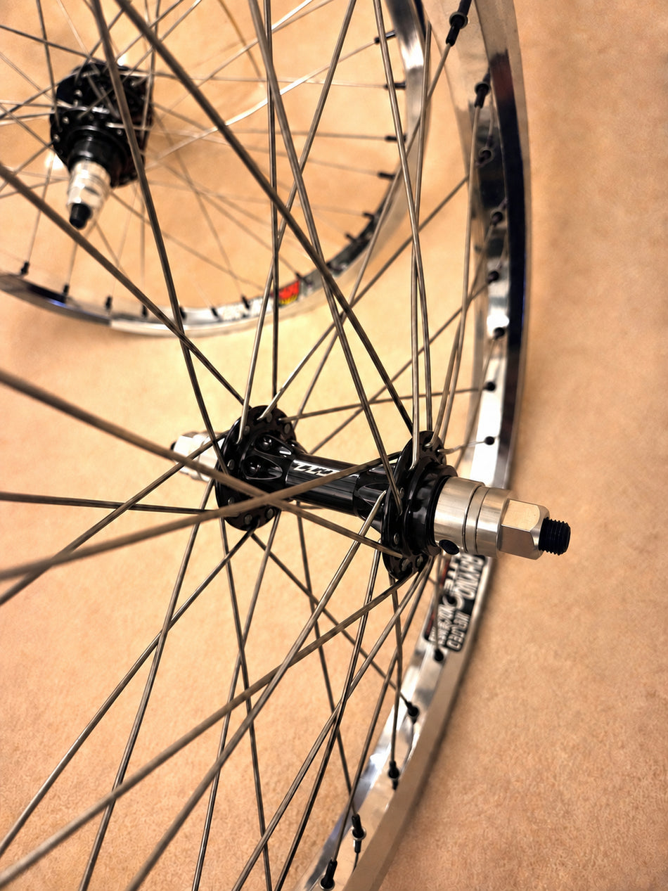 TNT 20" Derringer Sealed Flip/Flop Freewheel Wheelset - 36h - 3/8" axles - Black & Chrome