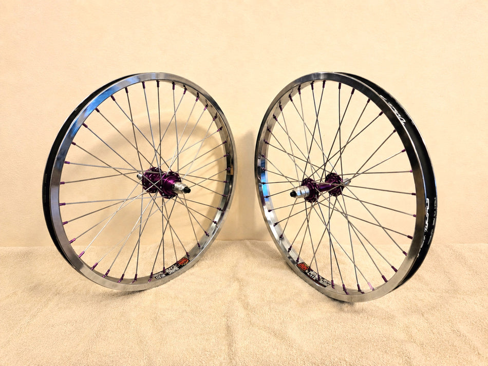 TNT 20" Derringer Sealed Flip/Flop Freewheel Wheelset - 36h - 3/8" axles - Purple & Chrome