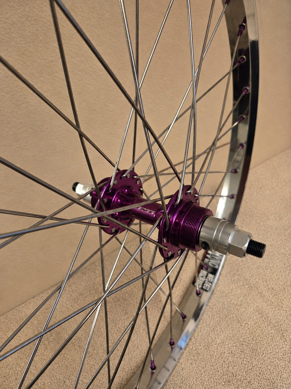TNT 20" Derringer Sealed Flip/Flop Freewheel Wheelset - 36h - 3/8" axles - Purple & Chrome