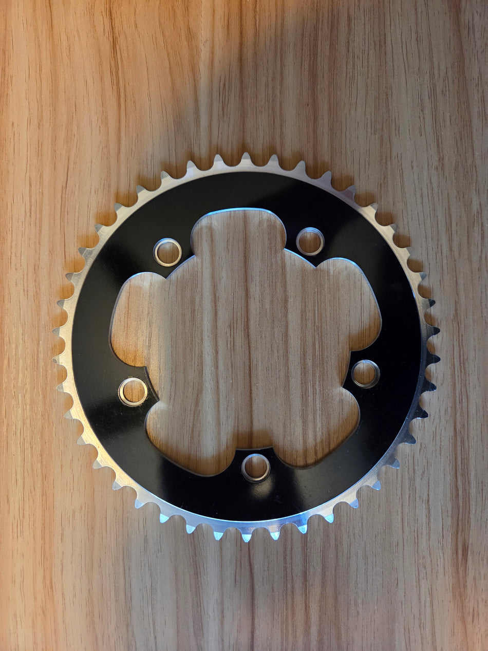 Crupt 42t Chainring 5-Bolt 110bcd - Black & Silver