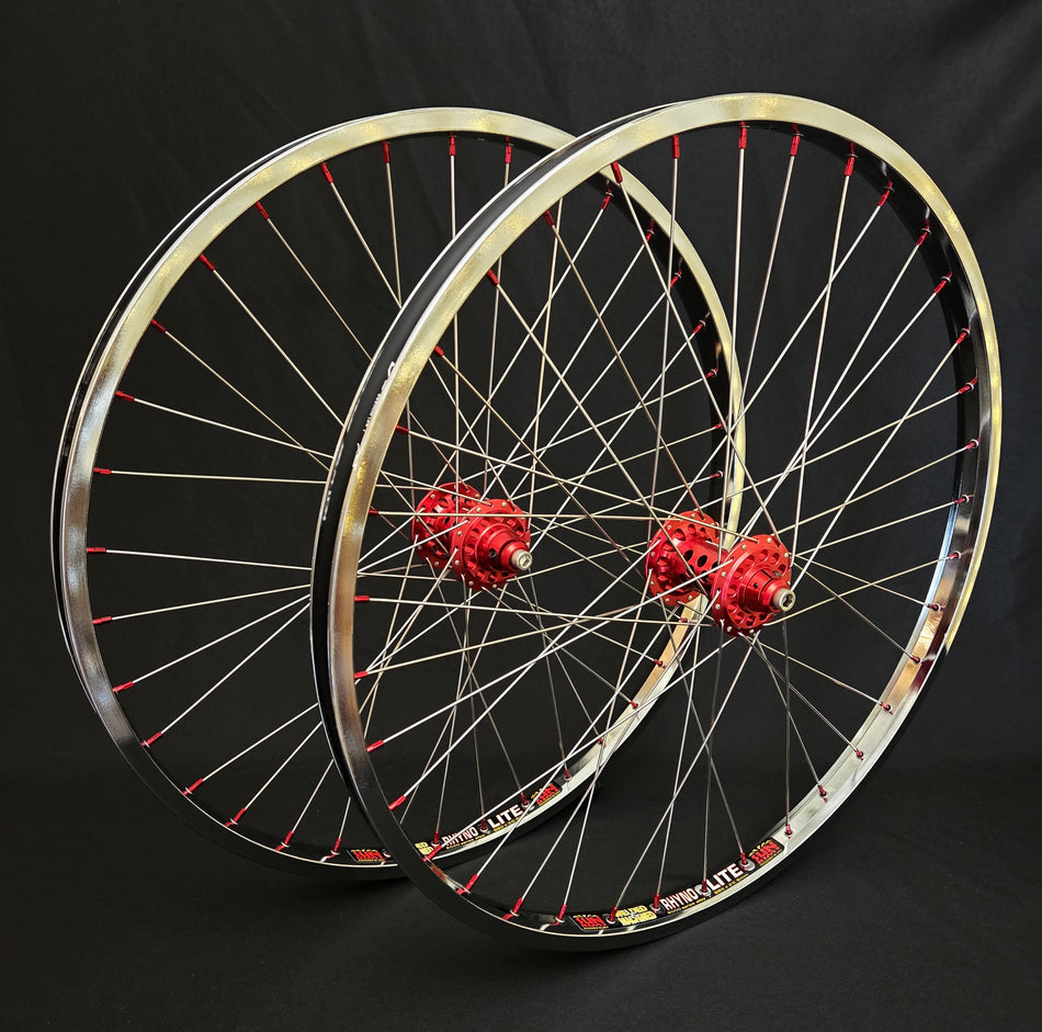 Bullseye 36h Hurricane Elite High Flange Sealed Wheelset- Red & Chrome