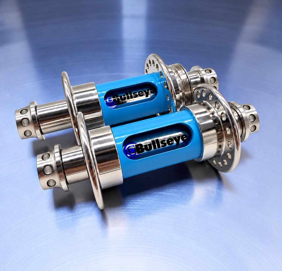 COMING SOON! - Bullseye 36h Retro Slotted BMX Hubs - SE Blue & Polished