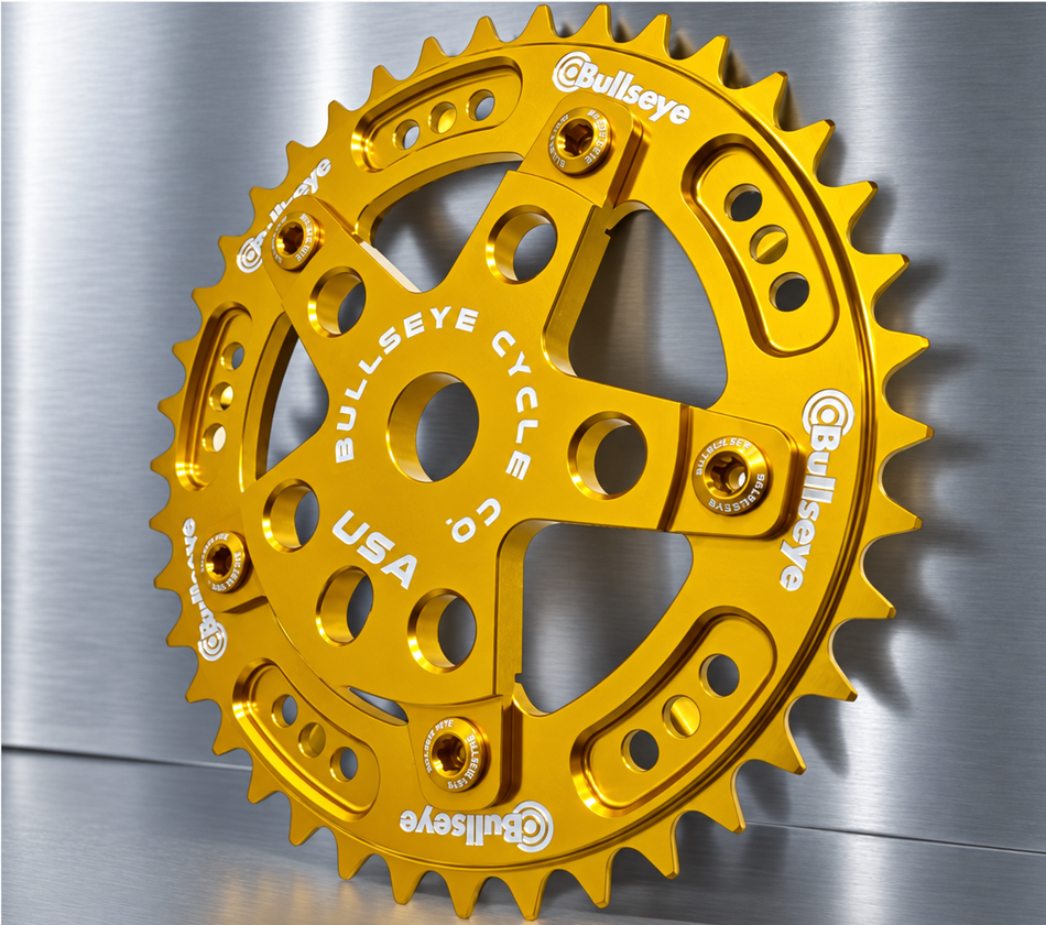 Bullseye 39t Raceworks Pro Drive System 1st Gen 5-Bolt Chainring / Spider Combo - Gold