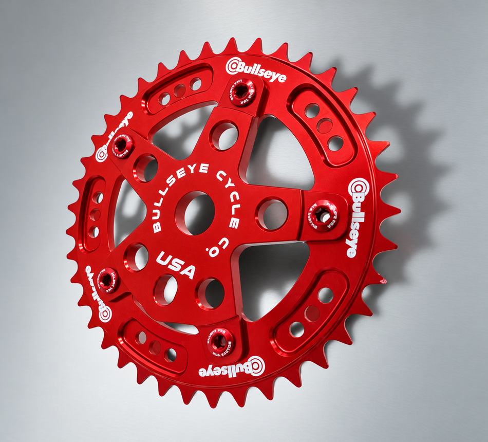 Bullseye 39t Raceworks Pro Drive System 1st Gen 5-Bolt Chainring / Spider Combo - Red