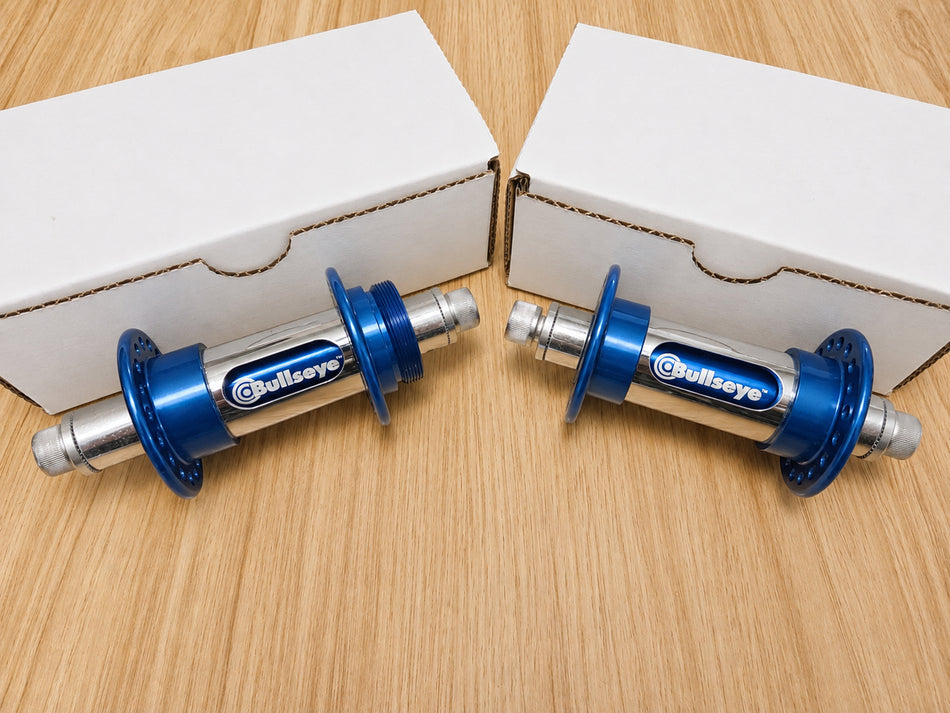 Bullseye 36h Retro Slotted BMX Hubs - Blue & Polished