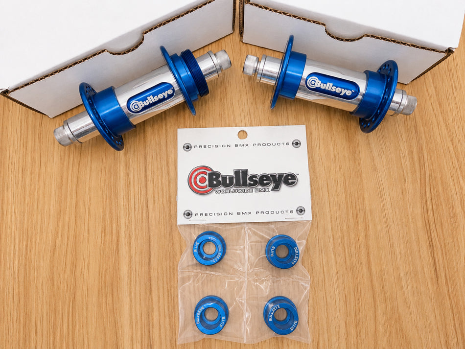 Bullseye 36h Retro Slotted BMX Hubs - Blue & Polished