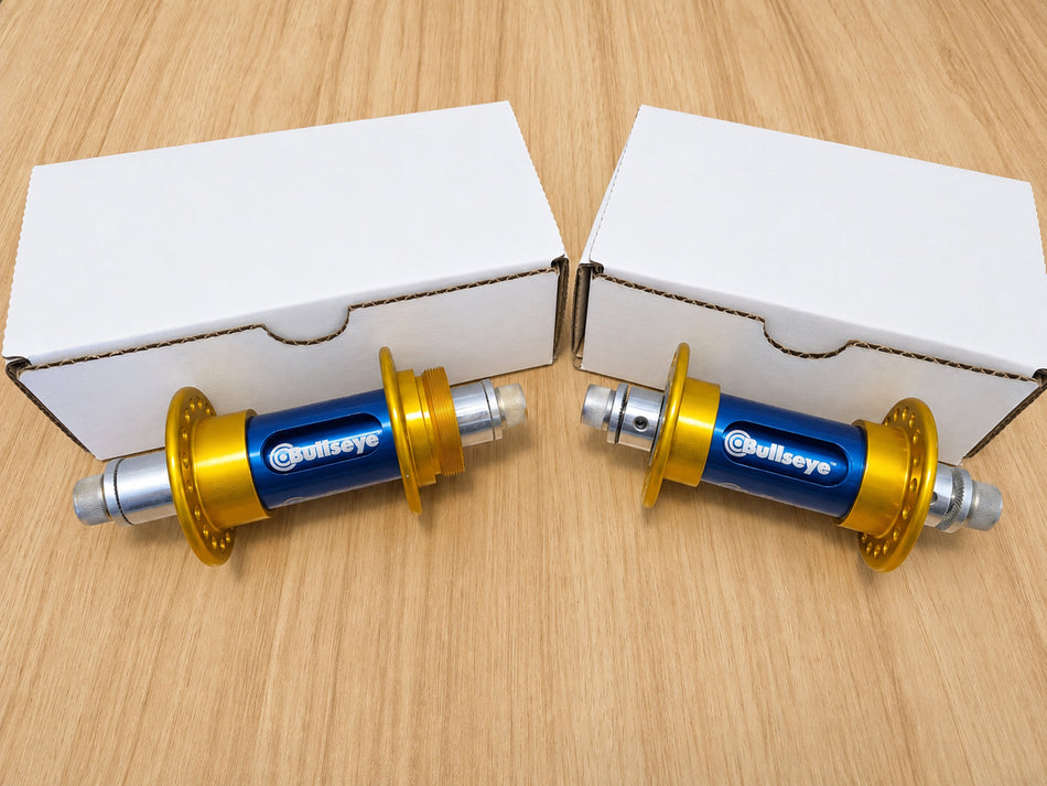 Bullseye 36h Retro Slotted BMX Hubs - Gold & Blue