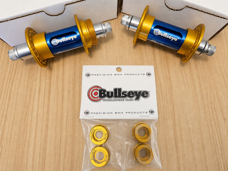 Bullseye 36h Retro Slotted BMX Hubs - Gold & Blue