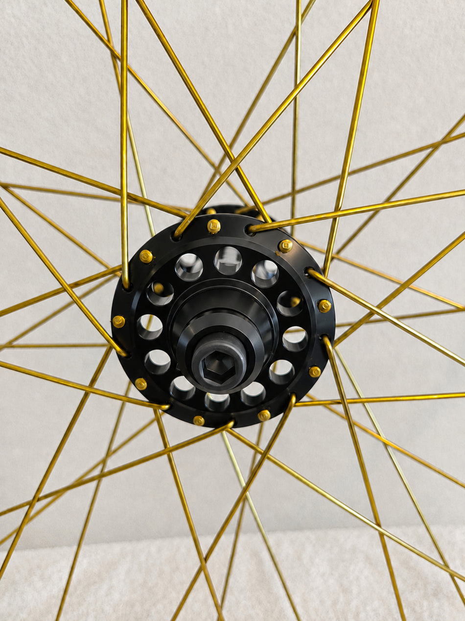 Bullseye 26" Hurricane Elite High Flange Sealed Wheelset - 36h - 3/8" axles - Black & Gold