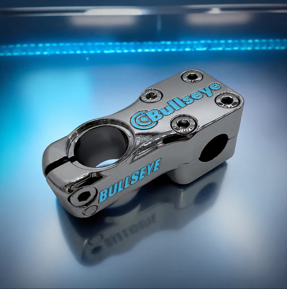 TAKING PRE-ORDERS NOW! - Bullseye Elite Inverted Raceworks Stem - SE Blue & Chrome