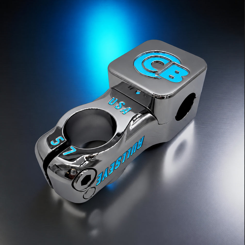 TAKING PRE-ORDERS NOW! - Bullseye Elite Inverted Raceworks Stem - SE Blue & Chrome