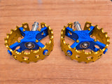Bullseye Pro X Round Caged Pedals - Blue & Gold