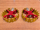 Bullseye Pro X Round Caged Pedals - Red & Gold