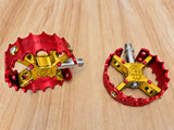 Bullseye Pro X Round Caged Pedals - Red & Gold