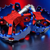 Bullseye Pro X Round Caged Pedals - Blue & Red