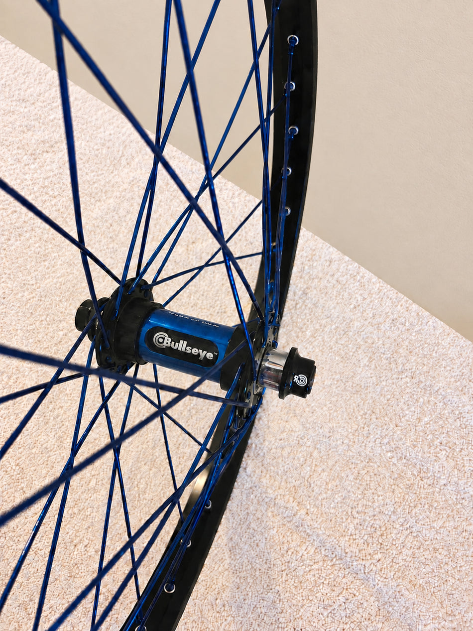 Bullseye 20" Slotted Sealed Wheelset - 36h - 3/8" axles - Black & Blue