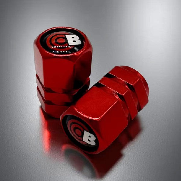 Bullseye Alloy Schrader Valve Stem Caps, Pair - Red