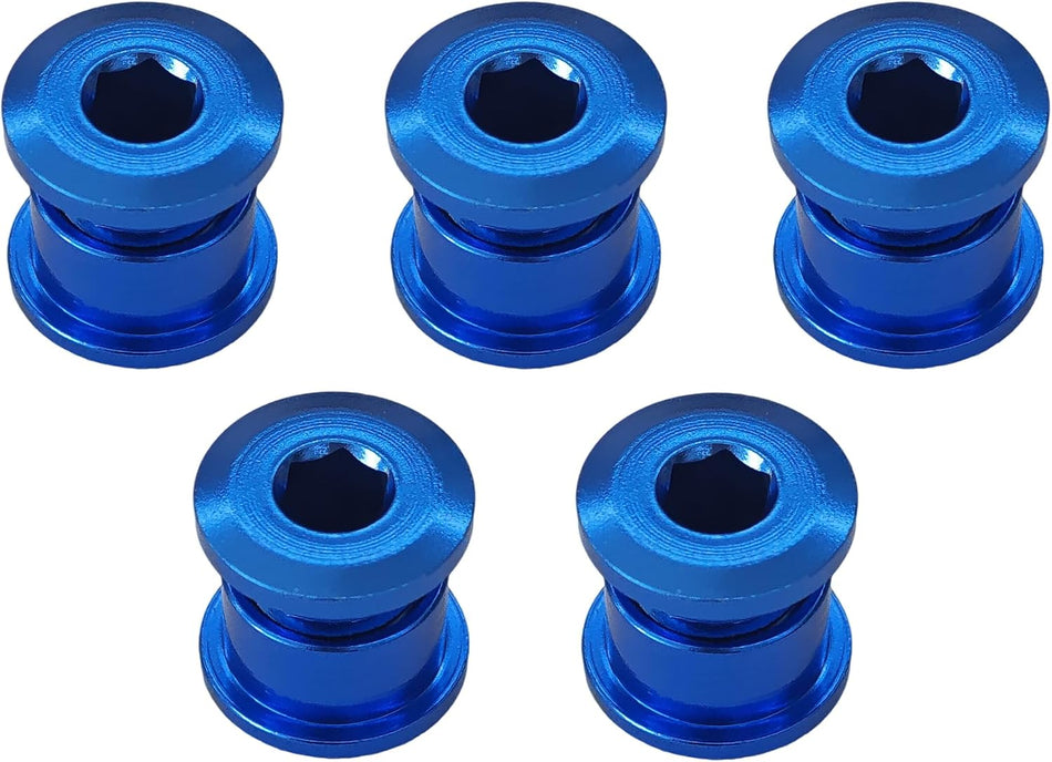 Coastline Single Alloy Chainring Bolts - 5 bolts - Blue