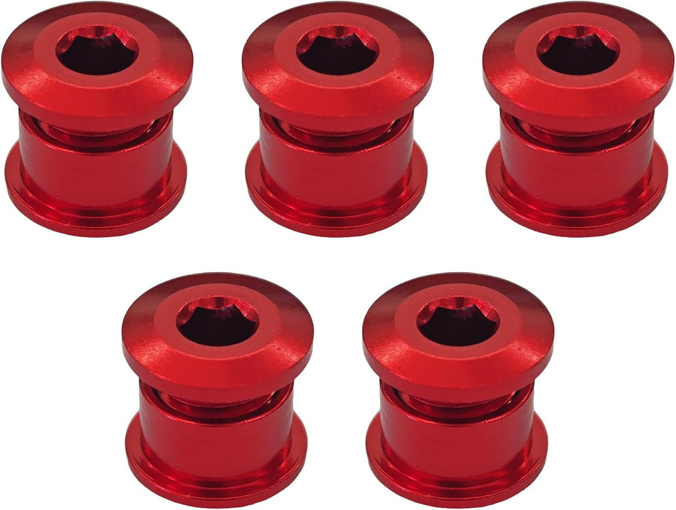 Coastline Single Alloy Chainring Bolts - 5 bolts - Red