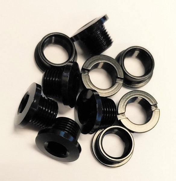 MCS Single Alloy Chainring Bolts - 5 bolts - Black