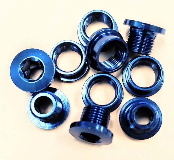 MCS Single Alloy Chainring Bolts - 5 bolts - Blue
