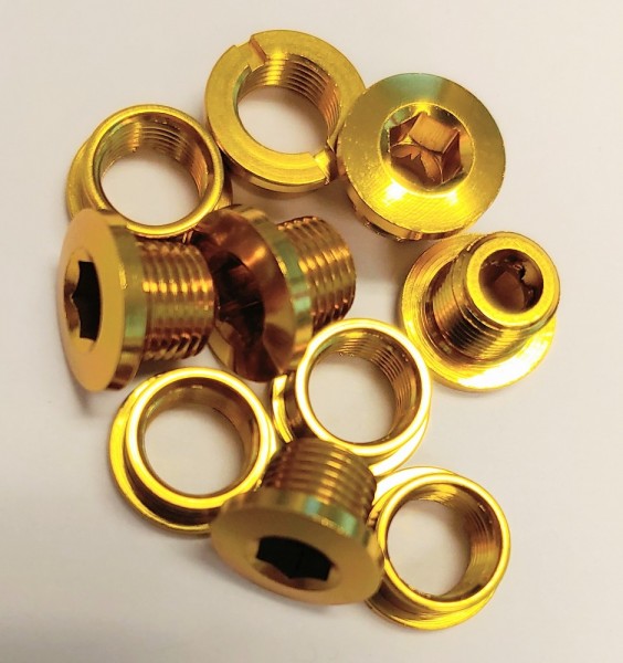 MCS Single Alloy Chainring Bolts - 5 bolts - Gold
