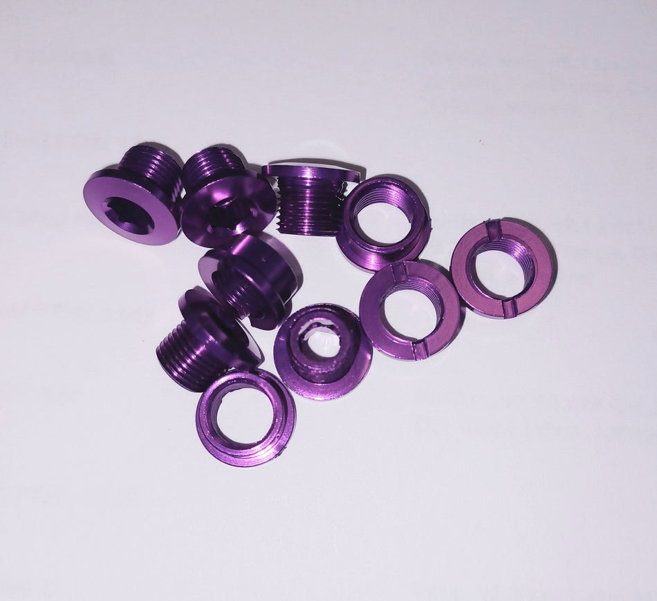 MCS Single Alloy Chainring Bolts - 5 bolts - Purple