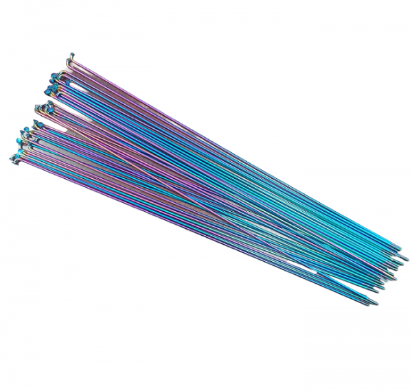Spokes - 14g Stainless Steel ED Plated - Bag of 36 - Oil Slick / Jet Fuel