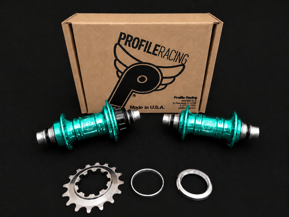 Profile 20" Mini Cassette Wheelset - 36h - 3/8" axles - Aqua & Black