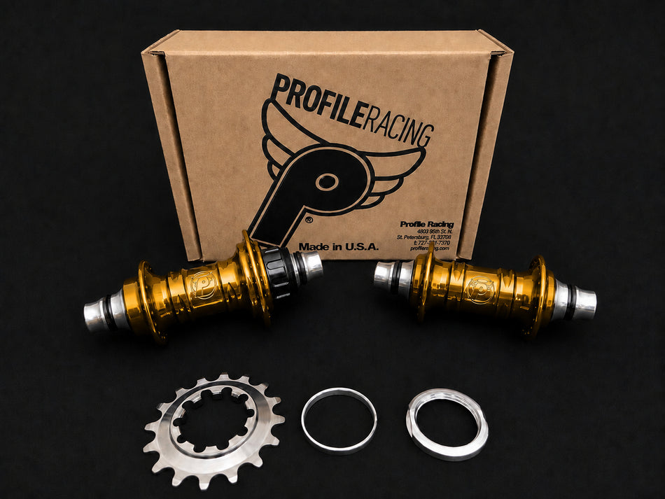 Profile 20" Mini Cassette Wheelset - 36h - 3/8" axles - Gold & Black