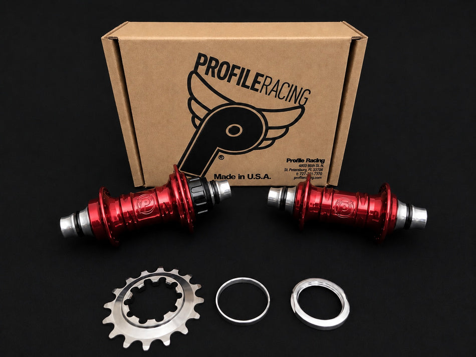 Profile 20" Mini Cassette Wheelset - 36h - 3/8" axles - Red & Black
