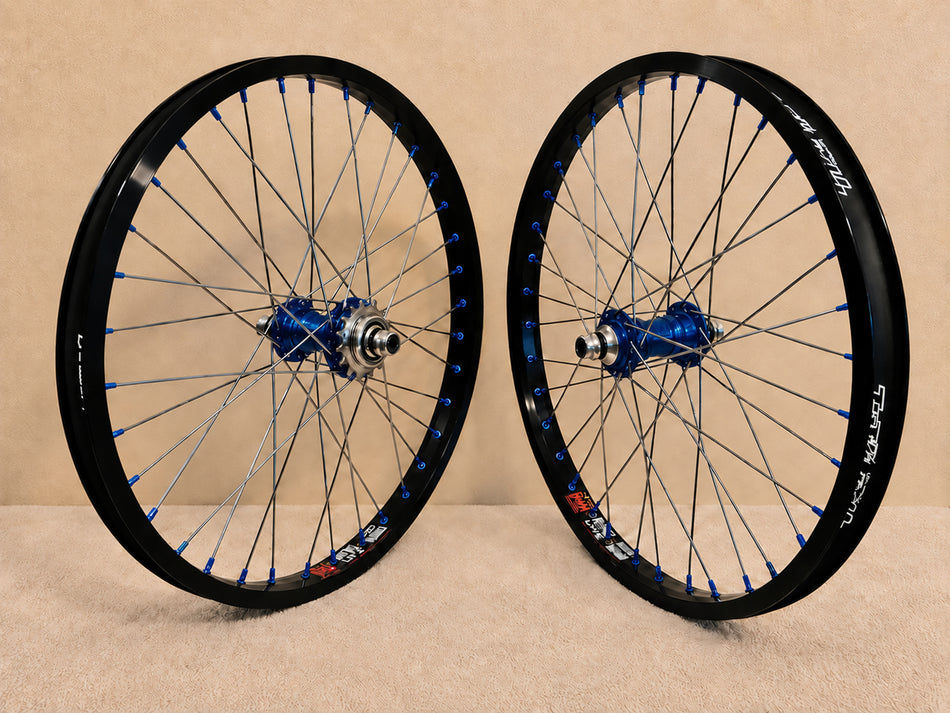 Profile 20" Mini Cassette Wheelset - 36h - 3/8" axles - Blue & Black