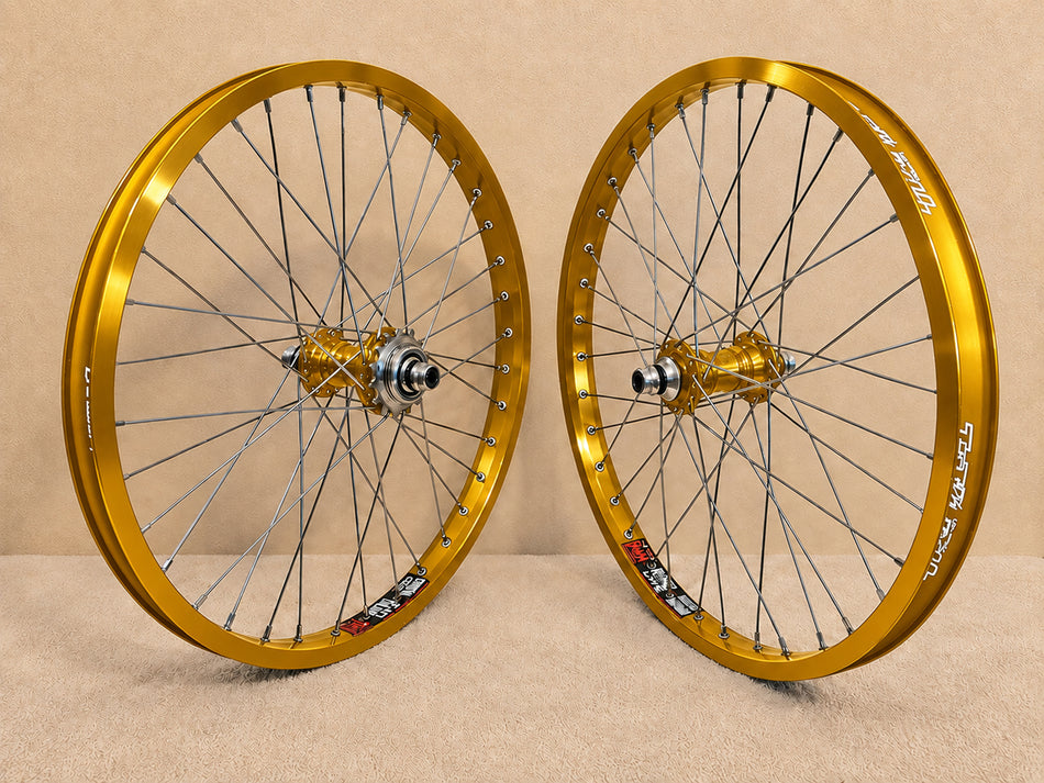 Profile 20" Mini Cassette Wheelset - 36h - 3/8" axles - Gold