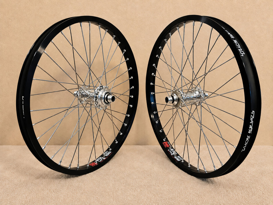 Profile 20" Mini Cassette Wheelset - 36h - 3/8" axles - Polished & Black
