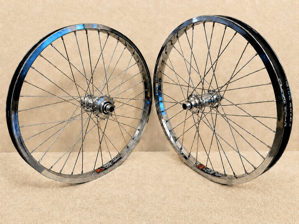 Profile 20" Mini Cassette Wheelset - 36h - 3/8" axles - Polished & Chrome