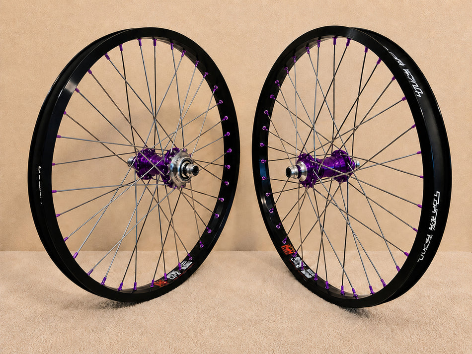 Profile 20" Mini Cassette Wheelset - 36h - 3/8" axles - Purple & Black
