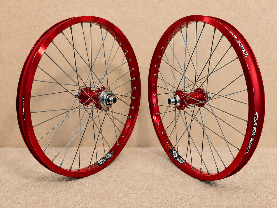 Profile 20" Mini Cassette Wheelset - 36h - 3/8" axles - Red