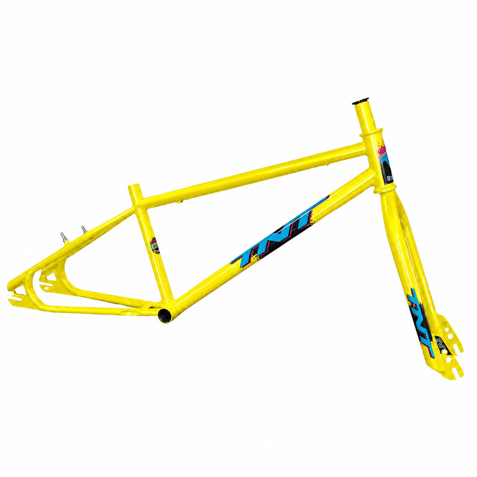 TNT 24" Retro Stovepipe Cruiser Frame & Fork Set - 21.88"TT - Yellow