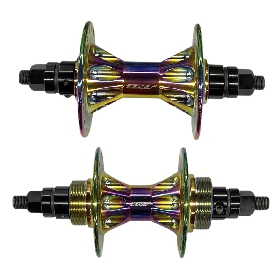 TNT Revolver Sealed BMX Flip/Flop Freewheel Hubset - 36h - 3/8" axles - Oil Slick / Jet Fuel