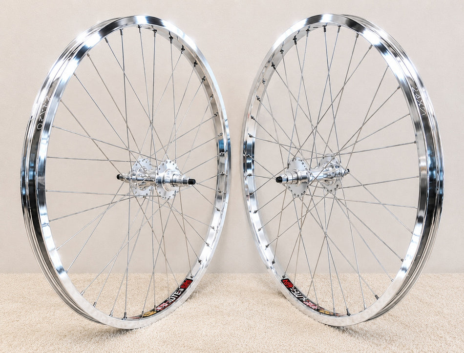TNT 24" Revolver High Flange Sealed Wheelset - 36h - 3/8" axles - Polished & Chrome