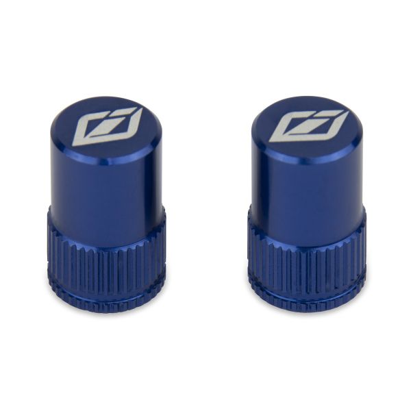 TNT Alloy Schrader Valve Stem Caps, Pair - Blue
