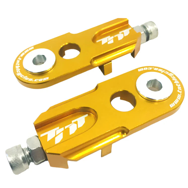TNT Bicycles 3/8" BMX Chain Tensioners - Pair - w/ 6mm adapter - Gold