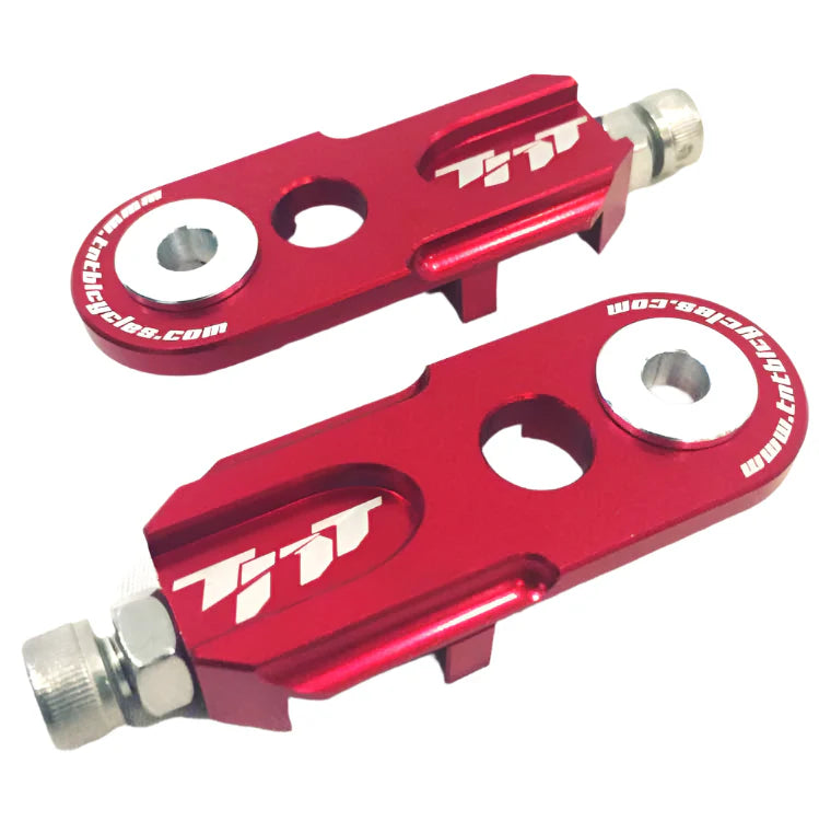 TNT Bicycles 3/8" BMX Chain Tensioners - Pair - w/ 6mm adapter - Red