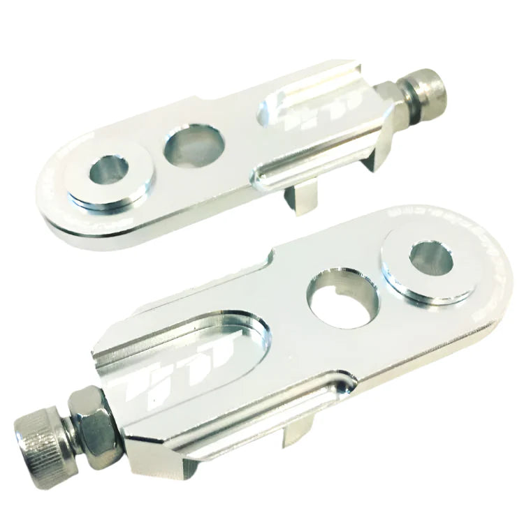 TNT Bicycles 3/8" BMX Chain Tensioners - Pair - w/ 6mm adapter - Silver